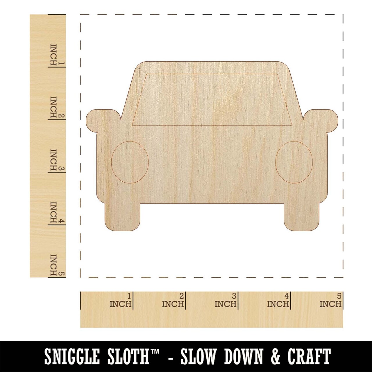Parked Car Automobile Icon Unfinished Wood Shape Piece Cutout for DIY Craft Projects